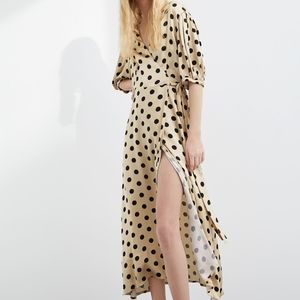 Zara Polka Dotted Maxi Wrap Dress